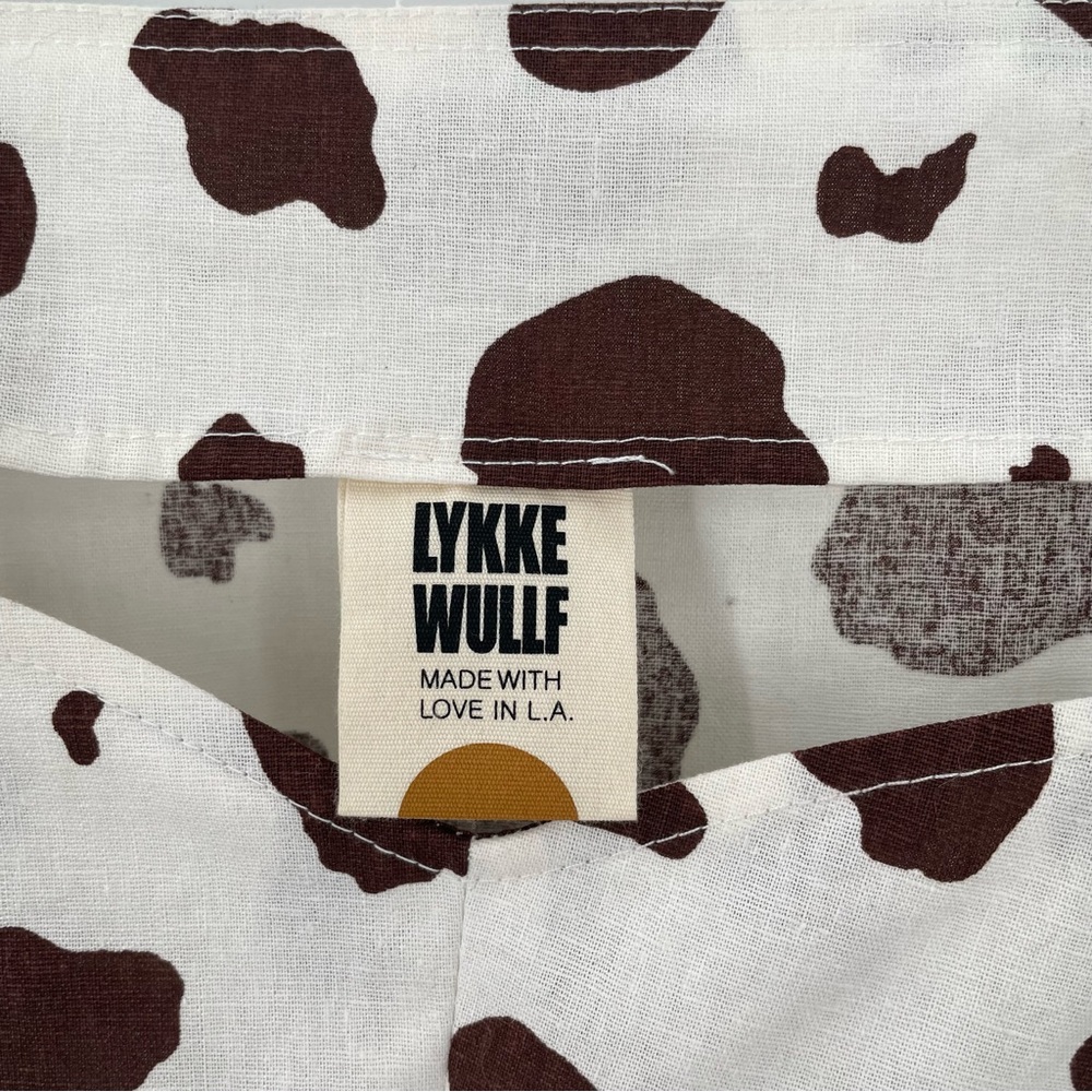 Luke Wullf Georgia Cow Print Sweetheart Neck Puff Long Sleeve Western Rodeo Top - Picture 8 of 9